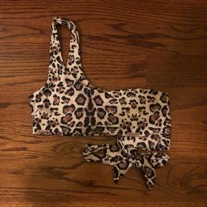 one strap leopard bathing suit top